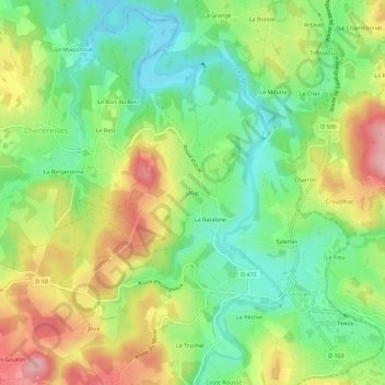 Carte topographique Utiac, altitude, relief