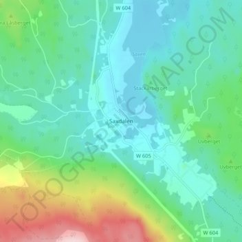 Carte topographique Saxdalen, altitude, relief
