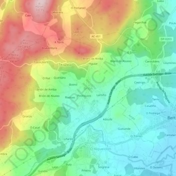 Carte topographique Brión, altitude, relief