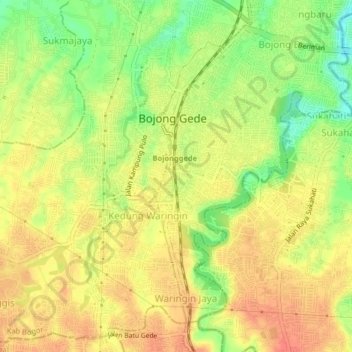 Carte topographique Kedungwaringin, altitude, relief