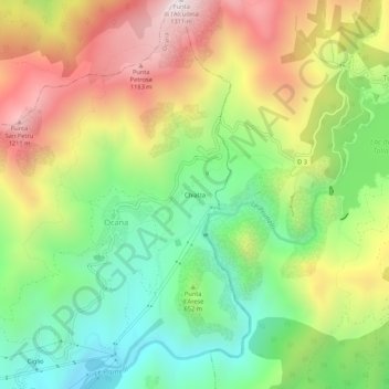 Carte topographique Chialza, altitude, relief