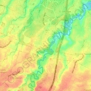 Carte topographique Tapos, altitude, relief