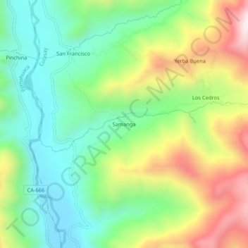Carte topographique Samanga, altitude, relief