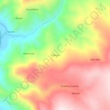 Carte topographique Ccatuyo, altitude, relief