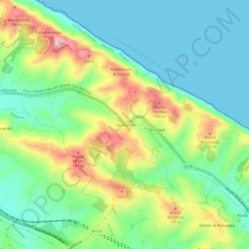 Carte topographique La Siligata, altitude, relief