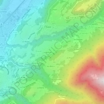 Carte topographique Preslette, altitude, relief