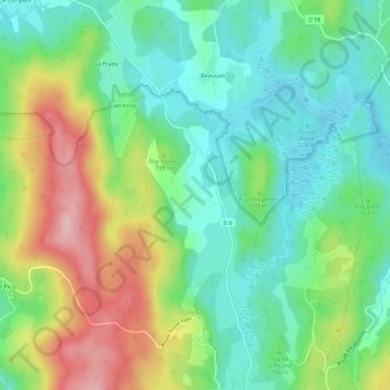 Carte topographique Roudersas, altitude, relief