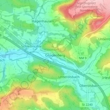 Carte topographique Gnadenberg, altitude, relief