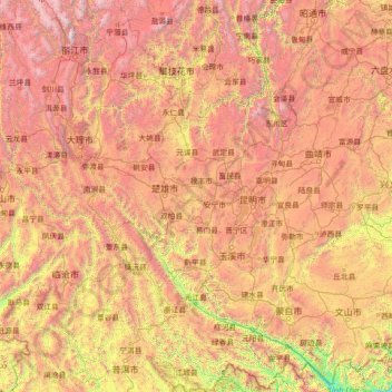 Carte topographique Yunnan Province, altitude, relief