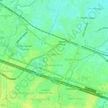 Carte topographique Margahayu, altitude, relief