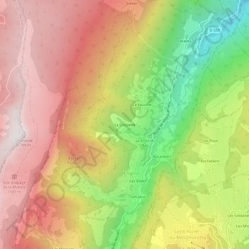 Carte topographique La Croizette, altitude, relief