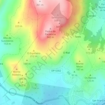 Carte topographique Naraio, altitude, relief