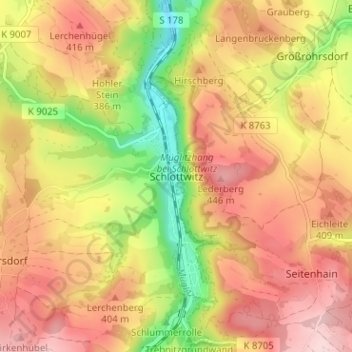 Carte topographique Schlottwitz, altitude, relief