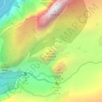 Carte topographique Mount Broderick, altitude, relief