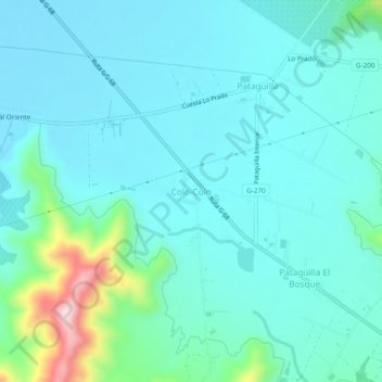 Carte topographique Colo-Colo, altitude, relief