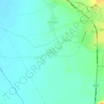 Carte topographique Kahraman, altitude, relief