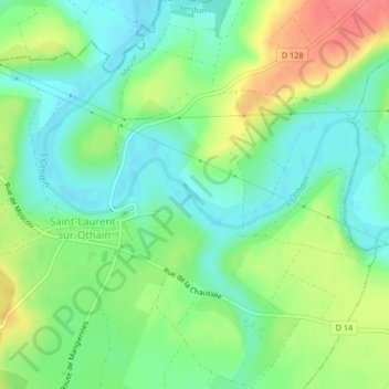 Carte topographique Entre eux gués, altitude, relief