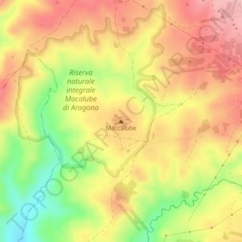 Carte topographique Maccalube, altitude, relief