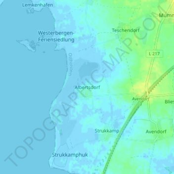 Carte topographique Albertsdorf, altitude, relief