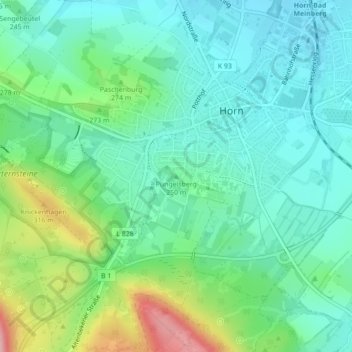 Carte topographique Püngelsberg, altitude, relief