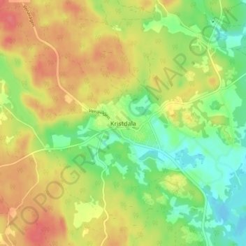 Carte topographique Kristdala, altitude, relief