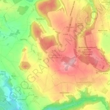 Carte topographique Aftholderberg, altitude, relief