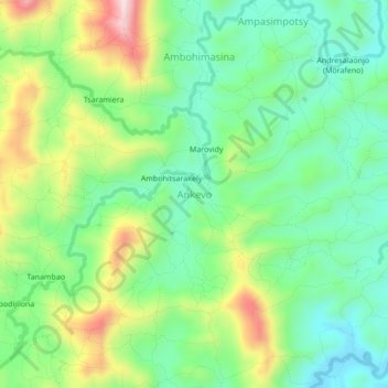 Carte topographique Ankevo, altitude, relief