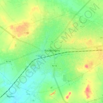 Carte topographique Koudougou, altitude, relief