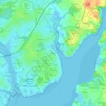 Carte topographique Kergal, altitude, relief