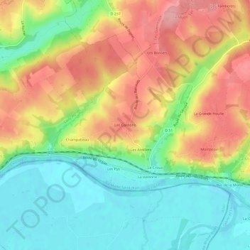 Carte topographique Les Cornons, altitude, relief