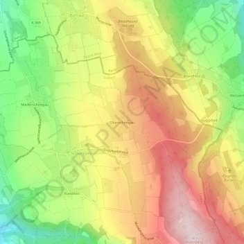 Carte topographique Oberschongau, altitude, relief