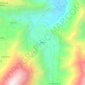Carte topographique Pilcos, altitude, relief