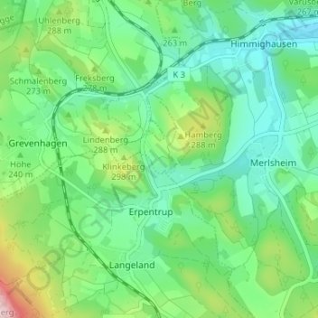 Carte topographique Hohenbreden, altitude, relief