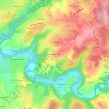 Carte topographique Le Maine Pachou, altitude, relief