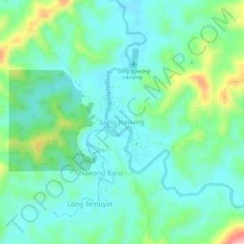 Carte topographique Long Nawang, altitude, relief