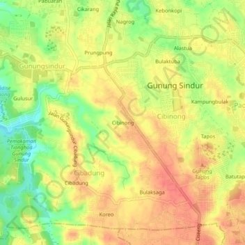 Carte topographique Cibinong, altitude, relief