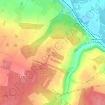 Carte topographique Mont Joie, altitude, relief