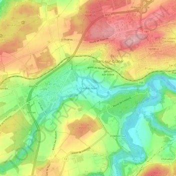 Carte topographique Châtillon-Nord, altitude, relief