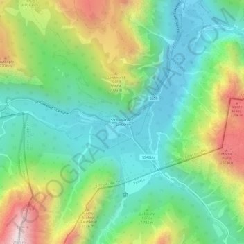 Carte topographique Carbonin, altitude, relief