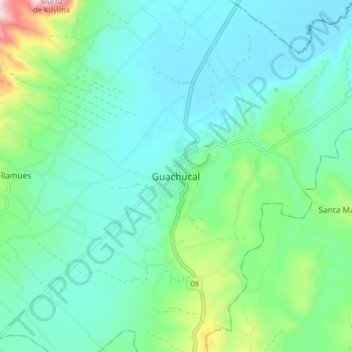Carte topographique Guachucal, altitude, relief