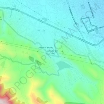 Carte topographique Cañada del Lobo, altitude, relief