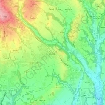 Carte topographique Cassina de' Bracchi, altitude, relief