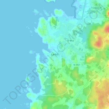 Carte topographique Lerkil, altitude, relief