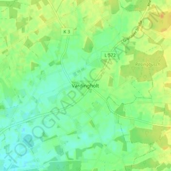 Carte topographique Vardingholt, altitude, relief