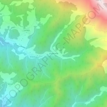 Carte topographique Somaniezo, altitude, relief