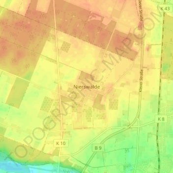 Carte topographique Nierswalde, altitude, relief