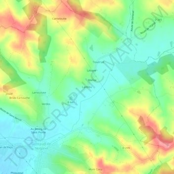 Carte topographique Lantrou, altitude, relief
