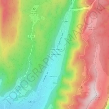 Carte topographique Les Prud'hommes, altitude, relief