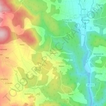 Carte topographique Bascuas, altitude, relief