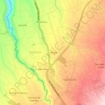 Carte topographique El Vergel, altitude, relief